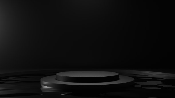 黑色水面基座，黑暗场景空台展示，3d空白平台产品展示，3d渲染图片下载