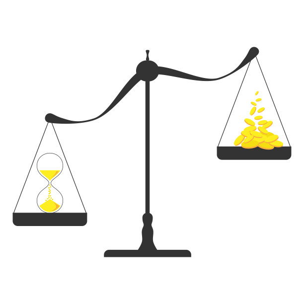 风格化的复古机械秤与悬挂碗，矢量绘图图片下载