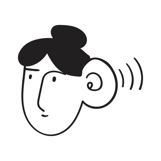 听觉和耳聋。女人脸上带着声音的象征。图片下载