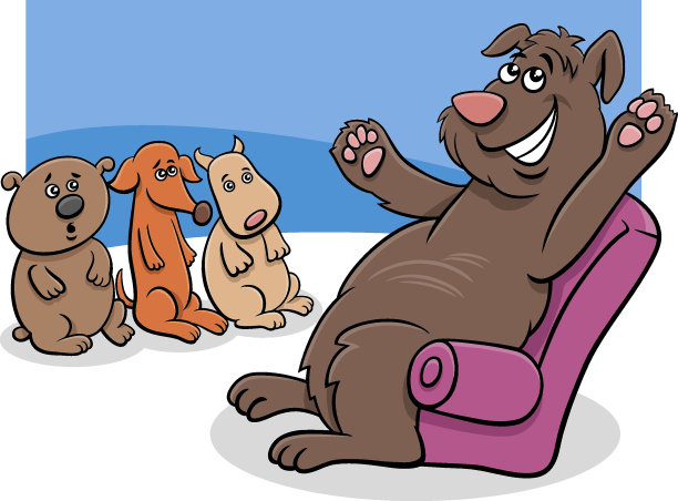 卡通狗动物角色给小狗讲故事图片下载