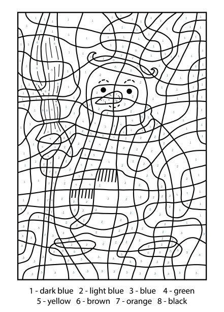 颜色由数字教育游戏雪人图片下载