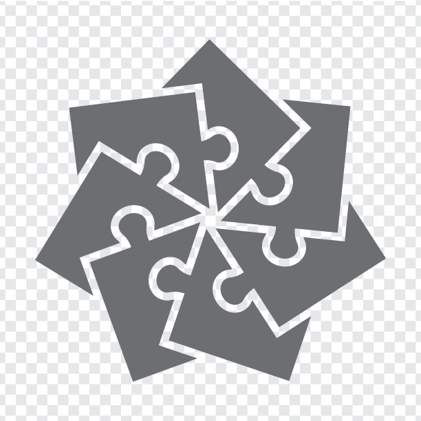 简单的图标星星谜在灰色。简单的图标多边形拼图七个元素的透明背景为您的网站设计，应用程序，UI。EPS10。图片下载