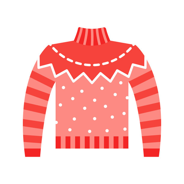 圣诞节图标。新年假期快乐，圣诞快乐。矢量插图红色羊毛毛衣图标图片下载