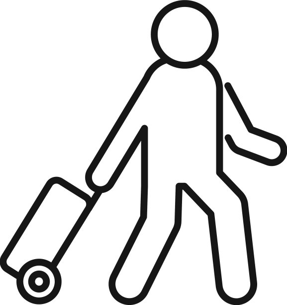 男子拿旅行袋图标轮廓航空图片下载