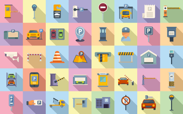 付费停车图标设置了平坦的停车门图片下载