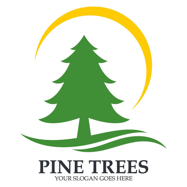 松树标志模板矢量图标插图图片下载