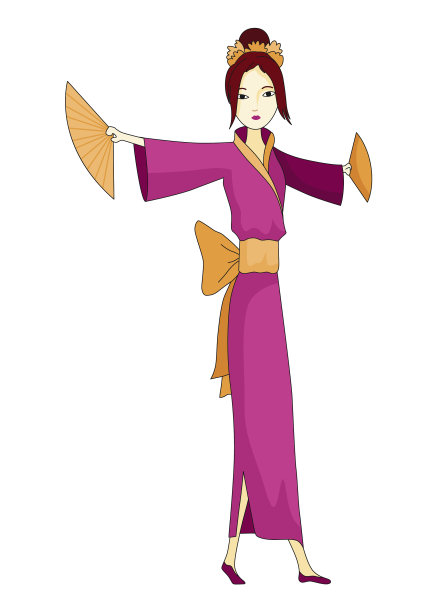 日本女孩站在和服妇女在图片下载