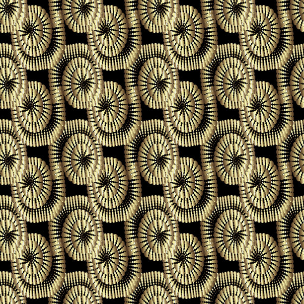 金色立体螺旋无缝图案装饰图片下载