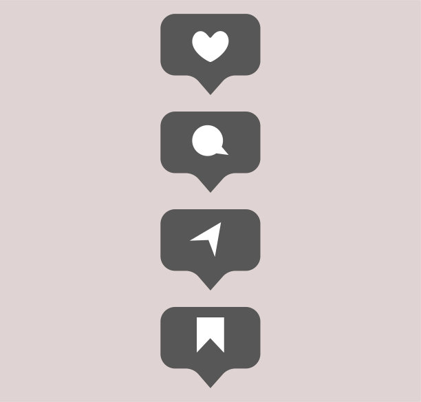 社交媒体帖子的图标。柔和色调的框架和符号图片下载