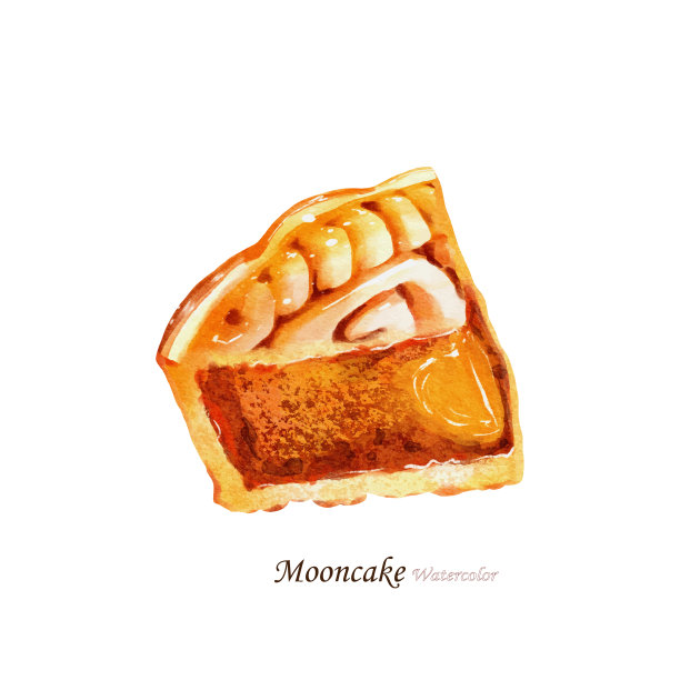水彩月饼插图矢量设计图片下载