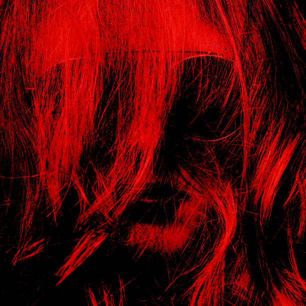 抽象女性肖像与头发在她的脸上图片下载