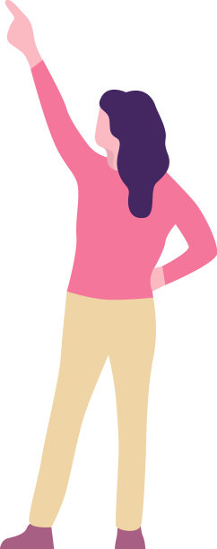 女人指着白色孤立的图标图片下载