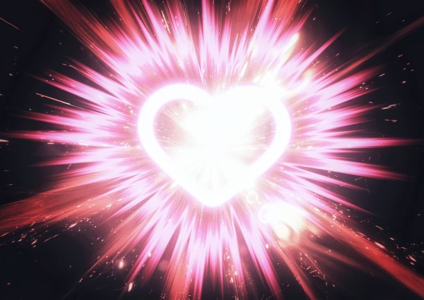 一个爆炸的彩色轻心的3D插图图片下载