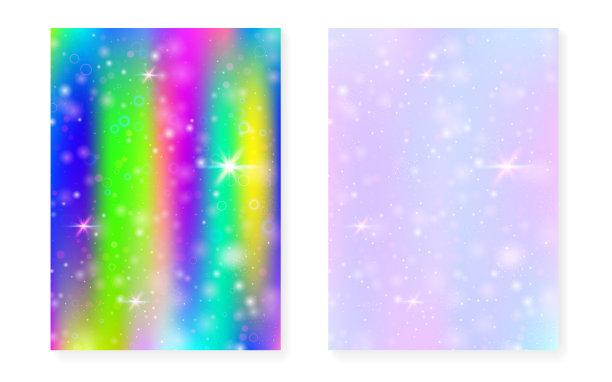 彩虹背景与卡哇伊公主梯度图片下载