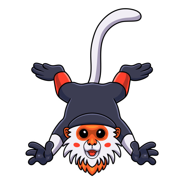 可爱的红腿大白猴卡通造型图片下载