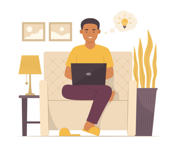 自由职业者在线工作与笔记本电脑在家里图片下载