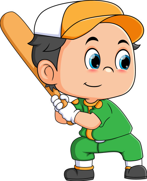 作为击球手的男孩正在打棒球图片下载