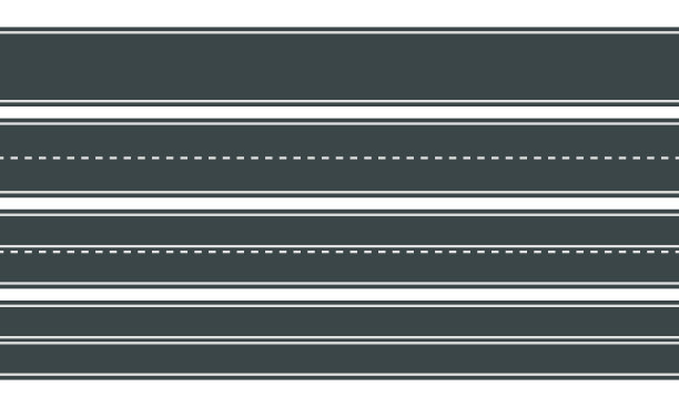 矢量插图的白色和黄色道路标记孤立在白色背景。一套无缝沥青路面类型在俯视图。集空横直公路。图片下载