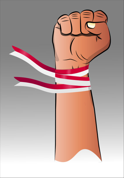 印度尼西亚独立日快乐，带着手徽图片下载