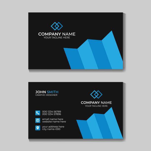 专业名片与黑色和蓝色图片下载