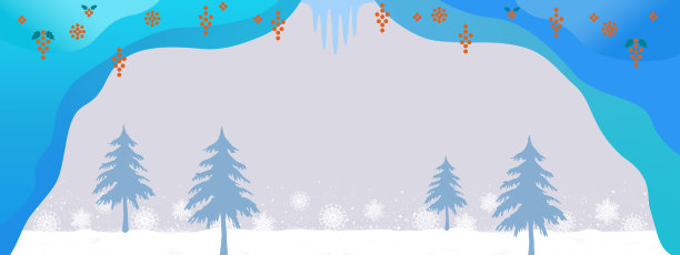 水果和树木，雪景背景插图图片下载
