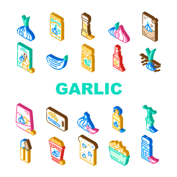 大蒜，白色，丁香清新图标集向量图片下载