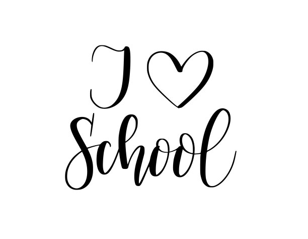 我喜欢学校可爱的现代书法卡片图片下载