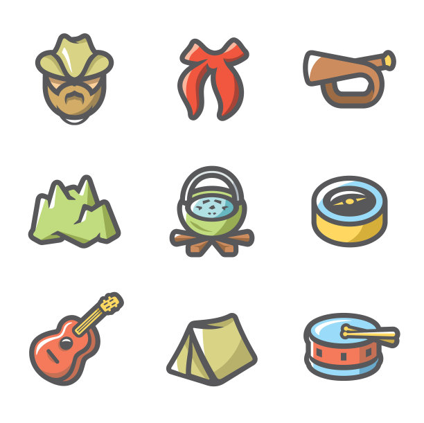 一套童子军图标图片下载