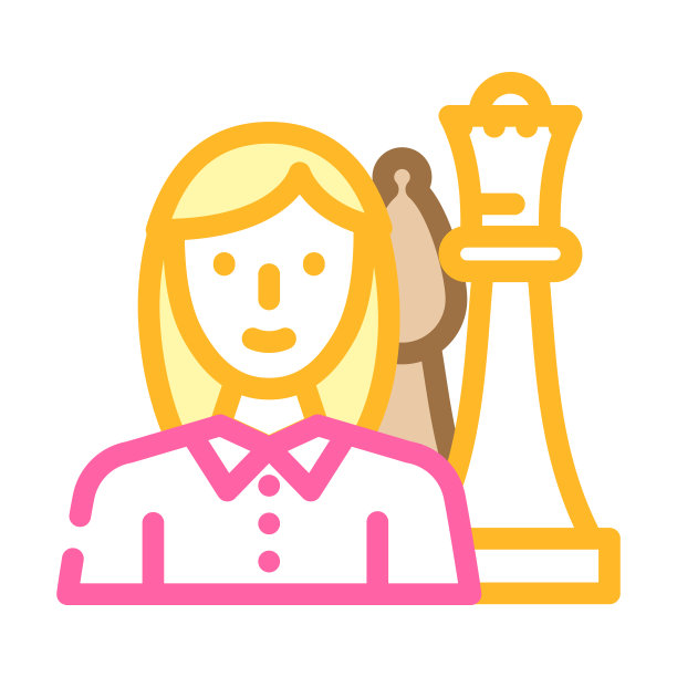 国际象棋女性运动颜色图标矢量插图图片下载