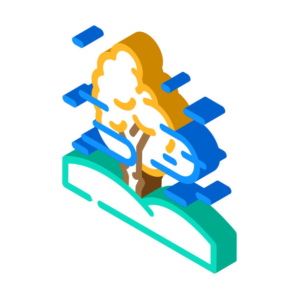 雾天气等距图标矢量插图图片下载