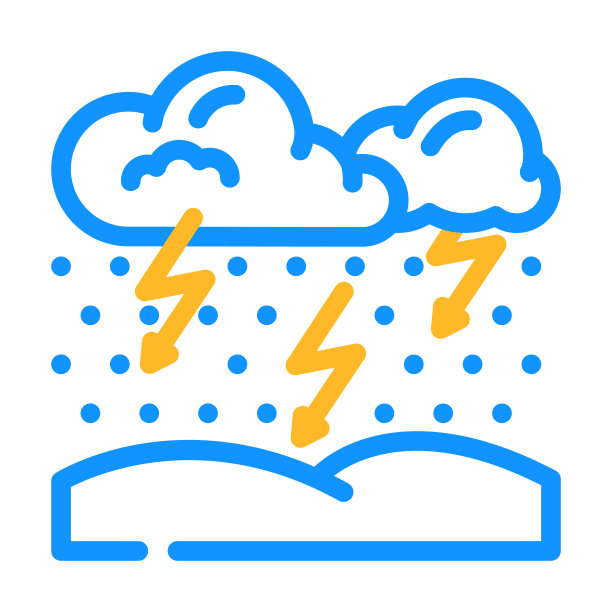 雷雪天气颜色图标矢量插图图片下载