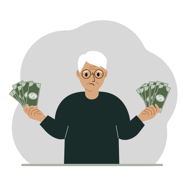 一位老人手里拿着钞票图片下载