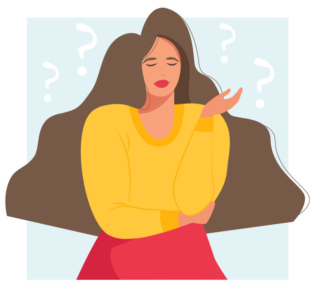 一个年轻的女孩有疑问，她有一个问题。图片下载