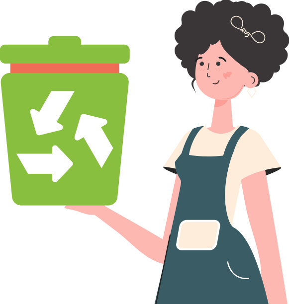 女孩被描绘成齐腰深，手持垃圾图片下载