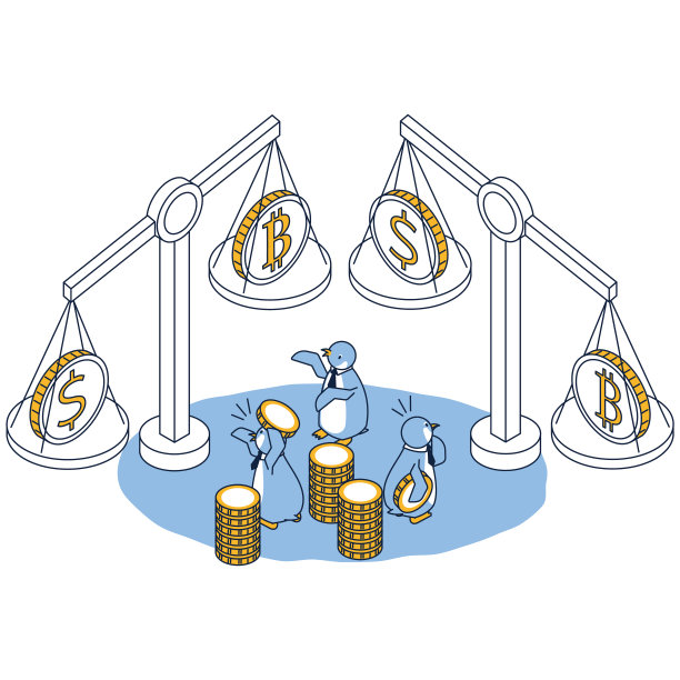 一只想投资虚拟货币的企鹅的等距图图片下载