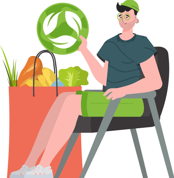 一位男士正坐在一袋健康食品旁边图片下载