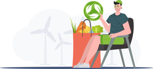 一个男人坐在一袋健康食品旁边图片下载