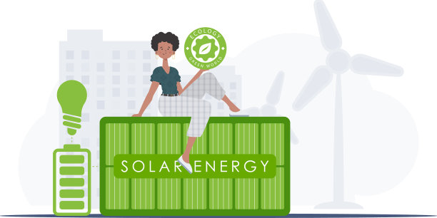 绿色能源和生态的概念，女孩坐图片下载