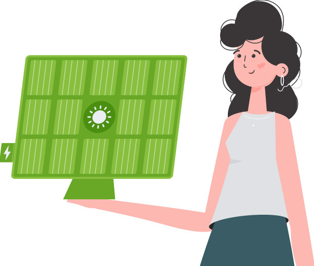 女孩手里拿着一块太阳能电池板图片下载
