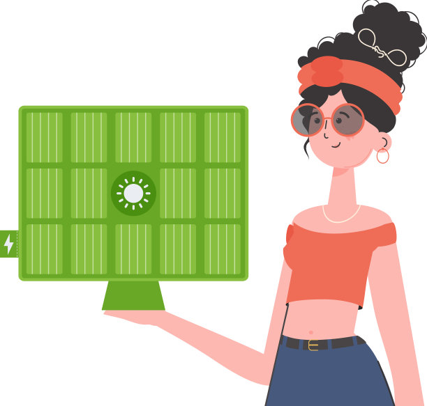 女孩手里拿着一块太阳能电池板图片下载