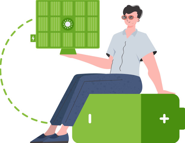 一个人坐在电池上，拿着一块太阳能电池板图片下载