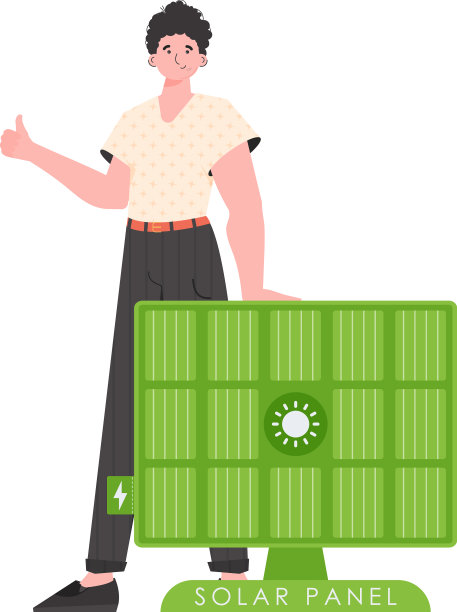 这家伙站在太阳能生态能源旁边图片下载