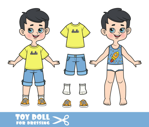 卡通棕发男孩穿着和衣服图片下载