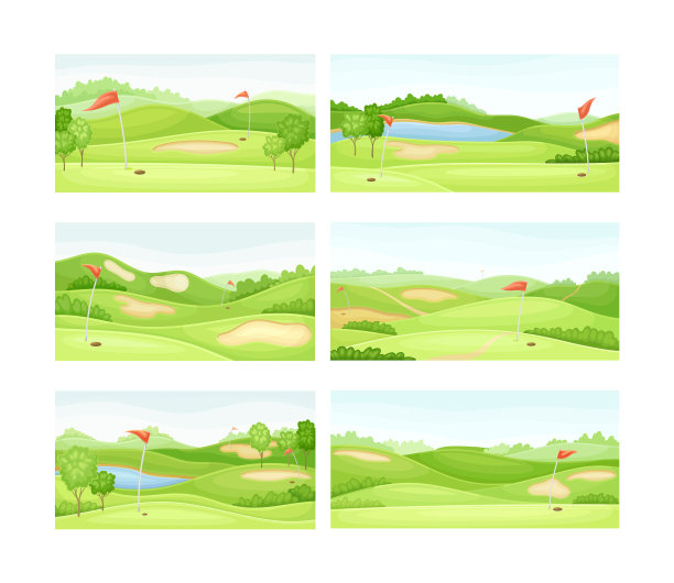 乡村高尔夫球场，有洞和沙坑图片下载