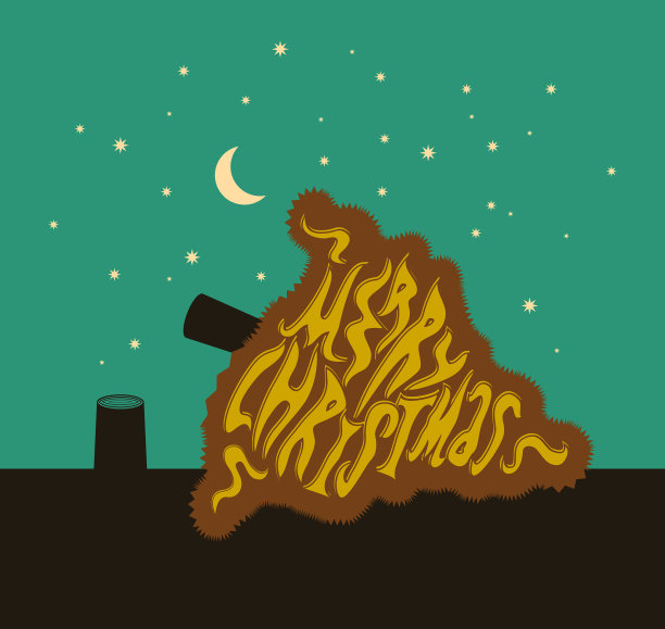 有趣的书法圣诞卡与削减云杉图片下载