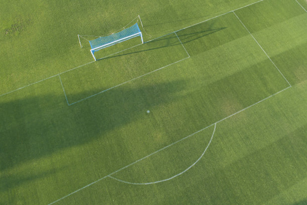 无人机拍摄的草地足球场地的目标图片下载