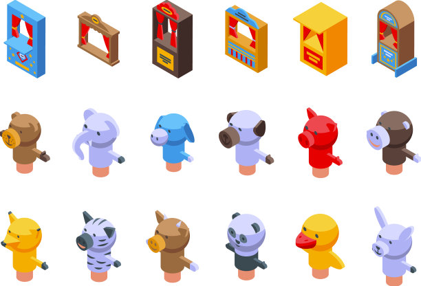 木偶剧场的图标设置成等距图片下载