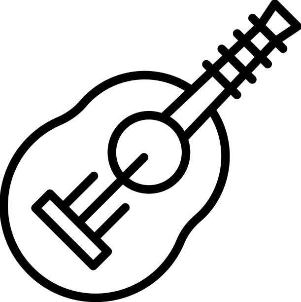 海滩尤克里里图标轮廓夏威夷吉他图片下载