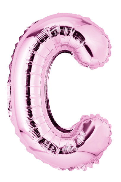 字母C在粉红色的聚酯薄膜气球孤立在白色图片下载