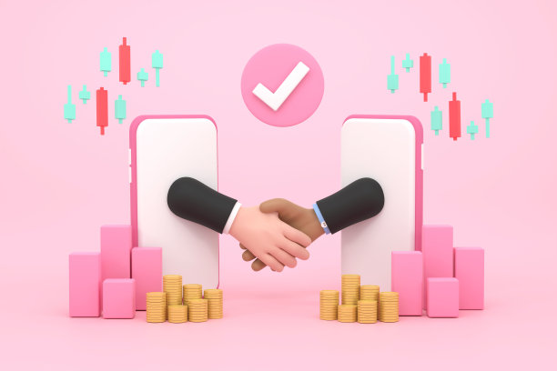 商人通过智能手机屏幕握手，通过互联网签订合同。图片下载